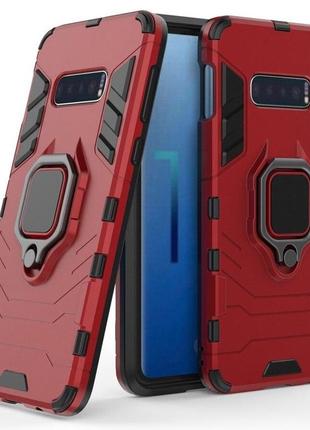 Чехол ring case для samsung galaxy s10e (g970) бронированный бампер с кольцом красный