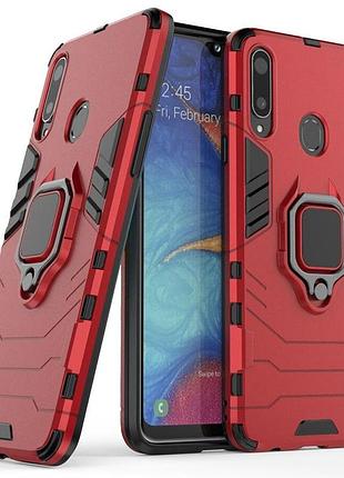 Чехол ring case для samsung galaxy a20s (a207) бронированный бампер с кольцом красный