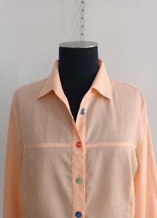 Рубашка из 100% шерсти peter hahn, 38/m с разноцвными пуговицами персикового цвета4 фото