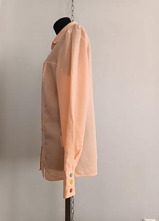 Рубашка из 100% шерсти peter hahn, 38/m с разноцвными пуговицами персикового цвета5 фото
