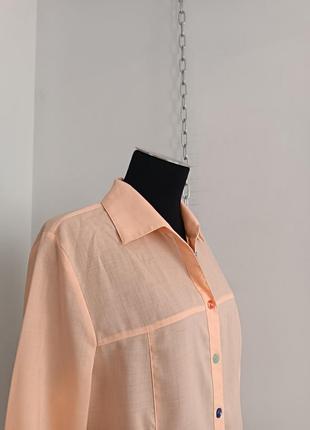 Рубашка из 100% шерсти peter hahn, 38/m с разноцвными пуговицами персикового цвета8 фото