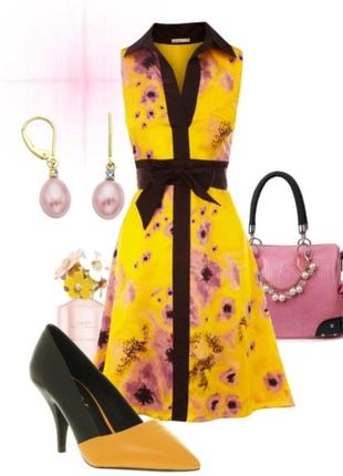 Шелковое платье в фиолетовый цветочный принт без рукава🔹в стиле 70-х годов🔹karen millen(размер 36)1 фото