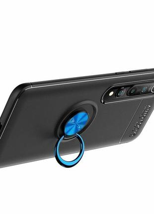 Чехол fiji hold для xiaomi mi 10 pro бампер накладка с подставкой black-blue3 фото