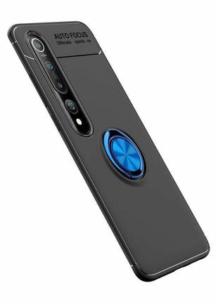 Чехол fiji hold для xiaomi mi 10 pro бампер накладка с подставкой black-blue2 фото