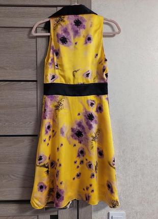 Шелковое платье в фиолетовый цветочный принт без рукава🔹в стиле 70-х годов🔹karen millen(размер 36)8 фото