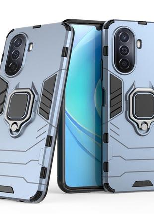 Чехол fiji ring для huawei nova y70 / y70 plus бронированный бампер с кольцом подставкой темно-синий