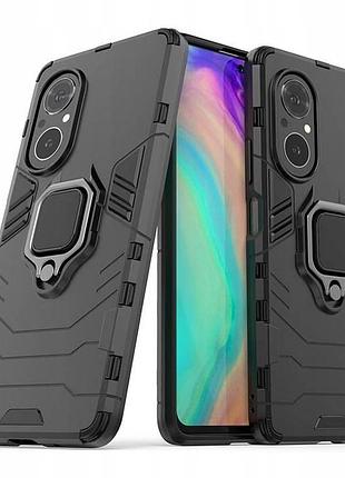 Чехол fiji ring для huawei nova 9 se бронированный бампер с кольцом подставкой черный