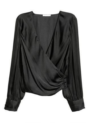 Черная шелковая рубашка h&amp;m
