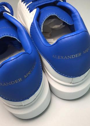 Кеды alexander mcqueen white blue кроссовки белые с синим задником7 фото