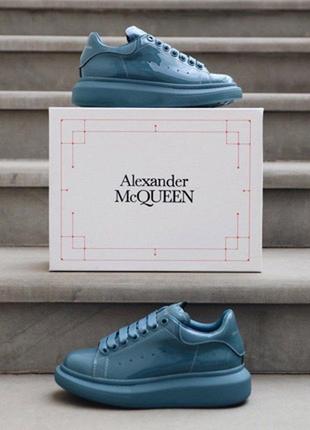 Жіночі кросівки alexander mcqueen moss patent лаковані / олександр маккуин кеди кроси2 фото