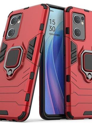 Чохол fiji ring для oppo find x5 lite (cph2371) броньований бампер з кільцем підставкою червоний