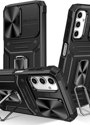 Чехол fiji camera defence для samsung galaxy a14 (a145 / a146) бампер с защитой камеры и подставкой black