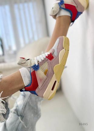 Натуральные замшевые женские кроссовки nike air jordan 4 retro sp guava ice7 фото