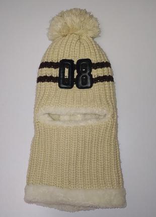 Зимняя шапка-шлем "8" ( 52-56 см) 5 -10 лет2 фото