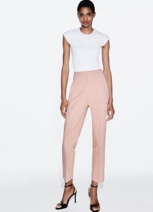 Розовые брюки женские высокая посадка zara new
