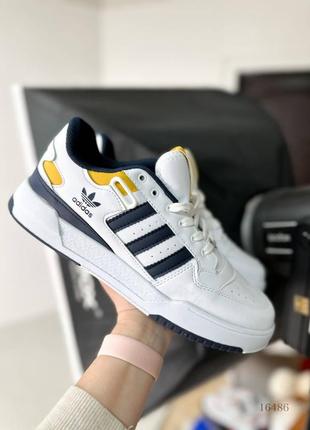 Натуральные кожаные белые мужские кроссовки adidas forum multi