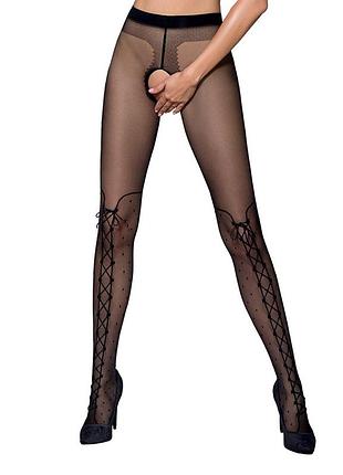 Колготки с открытым доступом, имитация ботфорт tiopen 009 black (20 den) - passion