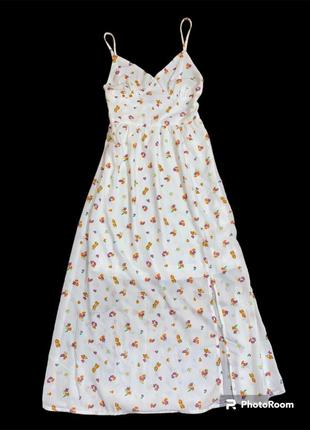 Платье в цветочный принт с разрезом/сарафан в цветы3 фото