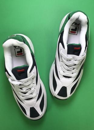 Кроссовки fila venom white green белые зеленые черные разноцветные3 фото