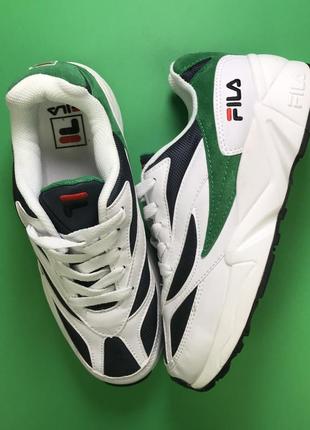 Кроссовки fila venom white green белые зеленые черные разноцветные4 фото