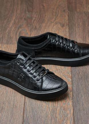 Чоловічі шкіряні базові кеди у стилі philipp plein