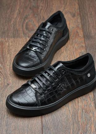 Чоловічі шкіряні базові кеди у стилі philipp plein
