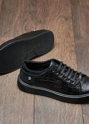 Чоловічі шкіряні базові кеди у стилі philipp plein