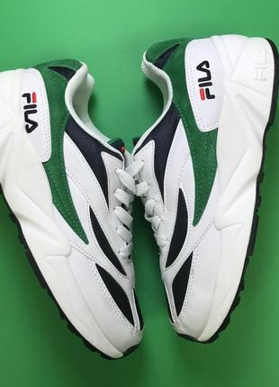 Кроссовки fila venom white green белые зеленые черные разноцветные8 фото