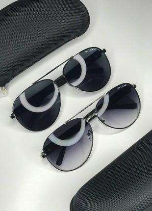 Сонцезахисні окуляри чоловічі polaroid bvlgari крапельки aviator авіатори залізна оправа чорні та синій градієнт очки1 фото