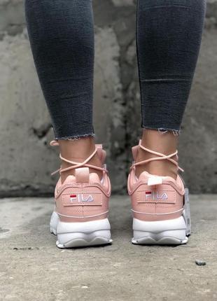 Кроссовки fila disruptor 2 pink white lacquered розовые с белой подошвой4 фото