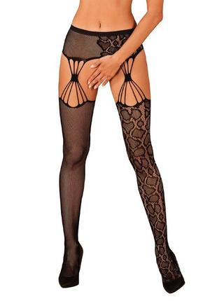 Эротические колготки-бодистокинг obsessive garter stockings s821 s/m/l, имитация чулок и пояса для пан