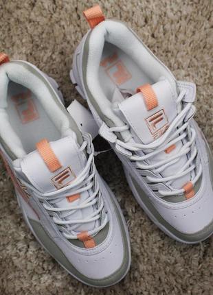 Кросівки fila disruptor 2 white gray orange білі сірі помаранчеві різнокольорові5 фото