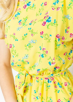 Сукня з квітковим принтом, колір жовтий, 214r0554 фото