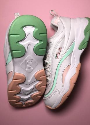 Кроссовки fila ray white pink green белые розовые зеленые разноцветные4 фото