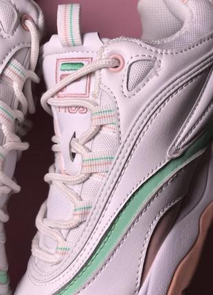 Кроссовки fila ray white pink green белые розовые зеленые разноцветные9 фото