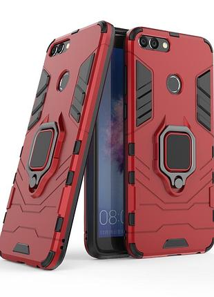 Чохол ring case для huawei p smart / enjoy 7s броньований бампер з кільцем червоний