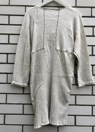 Льняное платье туника с карманами в стиле этно-бохо zara7 фото