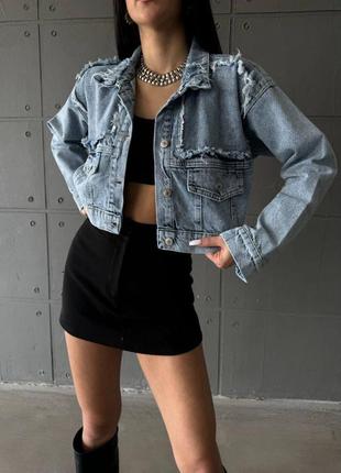 Жіноча джинсова куртка жакет укорочений