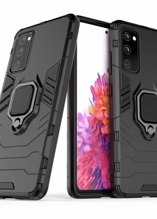 Чехол fiji ring для samsung galaxy s20 fe (g780) бронированный бампер с кольцом черный