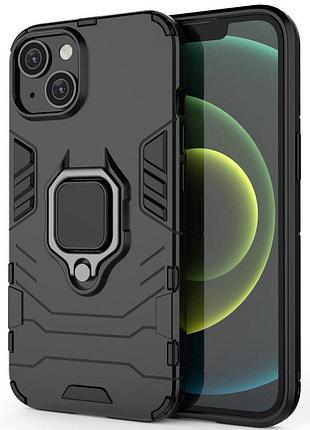 Чехол fiji ring для apple iphone 14 бронированный бампер с кольцом подставкой черный