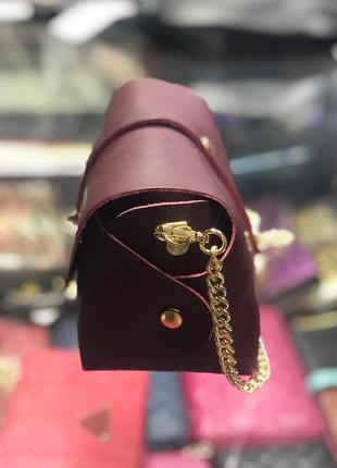 Кожаная итальянская бордовая сумочка