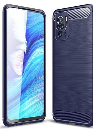 Чехол fiji polished carbon для xiaomi redmi note 10 / note 10s противоударный бампер синий