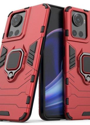 Чехол fiji ring для oneplus 10r бронированный бампер с кольцом подставкой красный