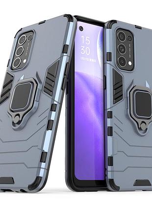 Чохол fiji ring для oppo reno5 5g (cph2145) броньований бампер з кільцем підставкою темно-синій