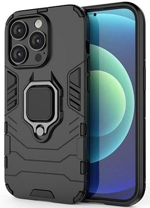Чехол fiji ring для apple iphone 14 pro бронированный бампер с кольцом подставкой черный