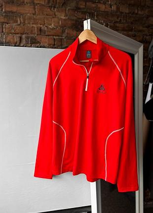 Odlo norway norge ladies active long sleeve 1/4 zip red top женский топ, кофта на длинный рукав