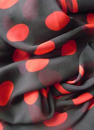Винтаж шелковый шарф шарфик шейный платок 50* 160 красно черный горох, must have