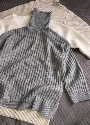 Серый свитер оверсайз в рубчик7 фото