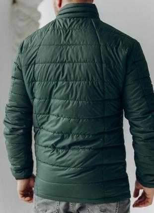 Куртка чоловіча демісезонна темно-зеленого кольору4 фото