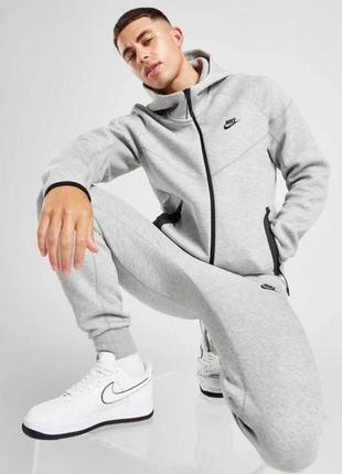 Толстовка мужская nike tech fleece full-zip hoodie grey (арт. fb7921-063)2 фото